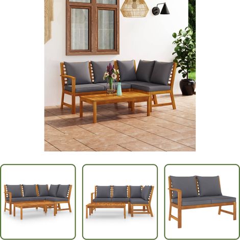 Gartenlounge -  4-tlg. Garten-Lounge-Set mit Auflagen Massivholz Akazie (1/5)