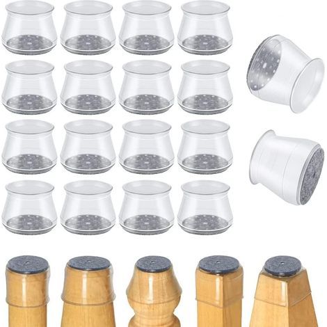 18 Pièces Embouts de Chaise en Silicone, Tapis de Protection des Pieds de Chaise, Tapis de Table Résistant À l'usure avec Feutre, pour Chaises (1/5)