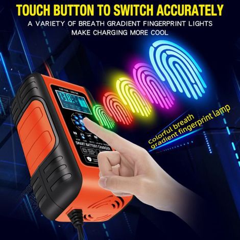 1 Chargeur de batterie intelligent, 7 étapes, 12V 10A/24V 5A, écran LED, plomb et Start-Stop, voiture camion moto (1/5)