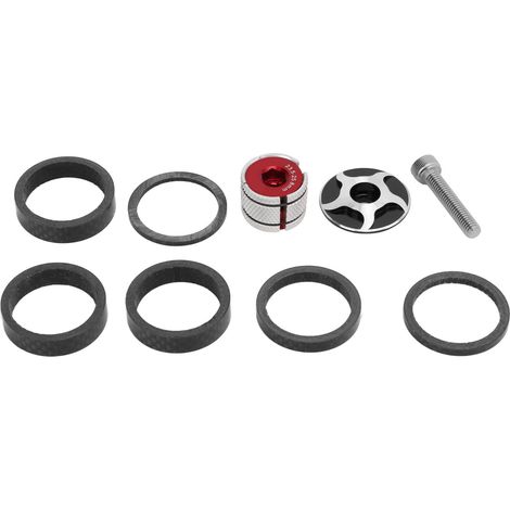 Jeu d'entretoises de potence CANSUCC avec bouchon supérieur et cale d'expansion pour fourche avant de diamètre 28,6 mm, noir (1/5)