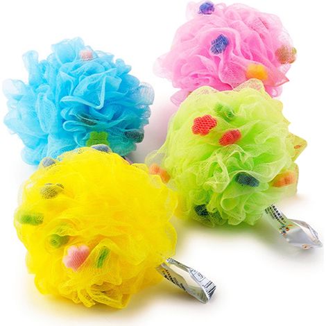 5 esponjas de baño, de malla transpirable, con cordón para colgar, exfoliantes suaves, para niños y adultos. (1/5)