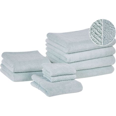 Set of 9 Towels MITIARO Terry Cotton Mint Green (1/5)