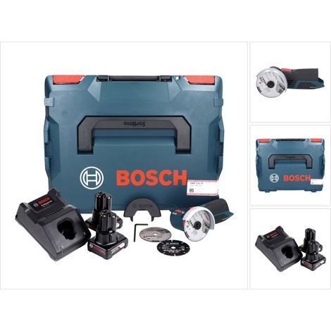 Bosch GWS 12V-76 Smerigliatrice angolare professionale a batteria 12 V 76 mm senza spazzole + 2x batteria ricaricabile 6,0 Ah + caricabatterie + L-Boxx