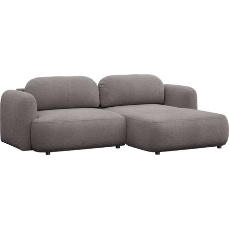 Selsey Tvoya – Ecksofa mit Schlaffunktion, Ottomane rechts, Bouclé Graubraun