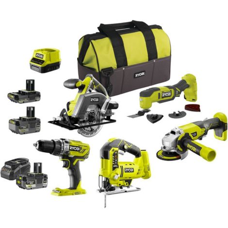 Pack RYOBI complet 5 outils - 2 batteries 4.0Ah et 1 batterie 2.0Ah - 2 chargeurs (1/5)
