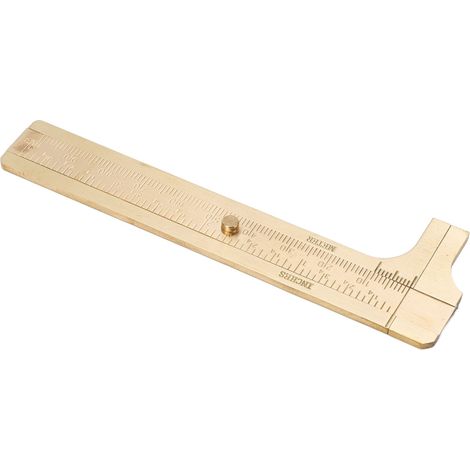 Pied à coulisse en laiton double échelle métrique et impériale style rétro outil de mesure pour réparation échelle 100mm (1/5)