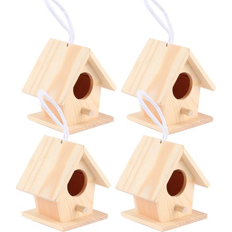 4er-Set Vogelhäuser aus Holz für den Außenbereich, hängende Vogelnester, Gartendekoration (1/5)