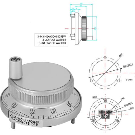 Générateur d'impulsions à manivelle pour tour CNC, 60 mm, 5 V, 6 bornes (1/4)