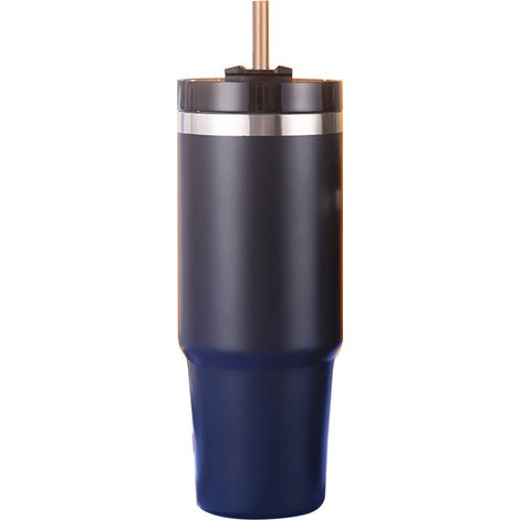 Taza isotérmica (887 ml/30 oz) con tapa y pajita, reutilizable, fabricada en acero inoxidable 304, ideal para viajes, coche, gimnasio y deportes. Perfecta para café helado. (1/5)
