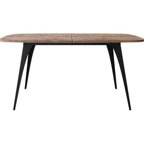 Table Oswego 131, Chêne doré artisanal, 76x90x160cm, Disponible, Stratifié, Métal
