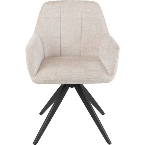 Fauteuil repas 58x56,5x85 cm en tissu ivoire et métal - LOUKS (1/5)