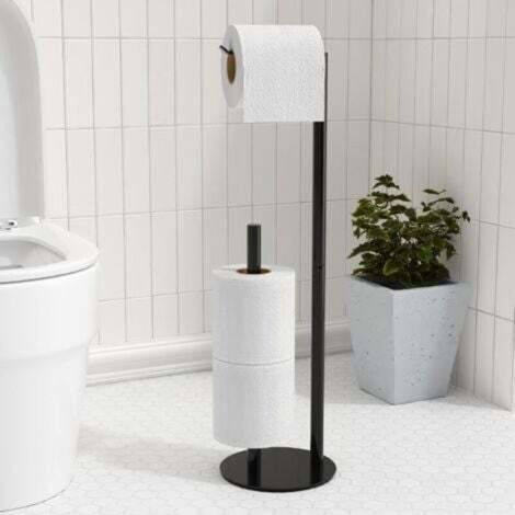 Noir Support de Papier Toilette en Nickel brossé, Porte-Rouleau de Papier Toilette autoportant pour Le Stockage du Papier, Distributeur de Papier Toilette en Acier Inoxydable pour 3 Rouleaux de Papier (1/4)