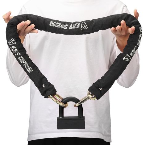 Antivol à chaîne pour vélo - 120 cm - 12 mm d'épaisseur - Robuste - Pour vélo électrique - Sécurité de porte de moto (1/5)