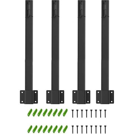 Lot de 4 poteaux lumineux en métal avec clips et crochets, support d'éclairage robuste pour jardin, terrasse, clôture, mur, kit de montage de poteau extérieur noir (1/5)