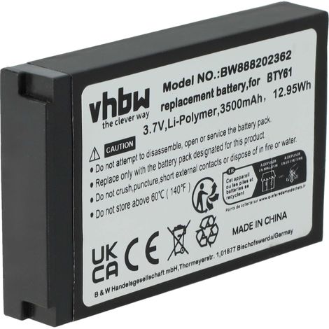 vhbw batteria compatibile con Newland MT60, MT60E, MT60H, MT6550, MT6550 Pro, MT66 computer portatile scanner (3800mAh, 3,7V, Li-Poly)