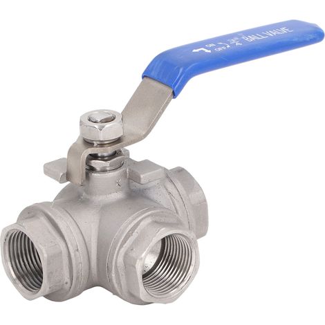Valvola a sfera tipo L, filettatura femmina da 3/4 di pollice, acciaio inox 304, a 3 vie. (1/5)