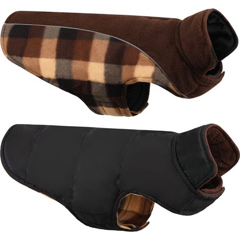 Manteau Réversible pour Chien Veste Polaire Chaude et Imperméable Réfléchissante pour Chiots et Grands Chiens Vêtement d'hiver Dorloteur Flanelle Épaisse Protection Contre le Froid (1/5)