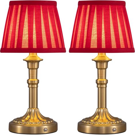 Cordless Table Lamps, Fabric LED Lampshade, Small Table Lamp with Battery, Touch Bedside Lamp with Continuously Dimmable for Living Room, Dining Room (2 Pack) (1/5)