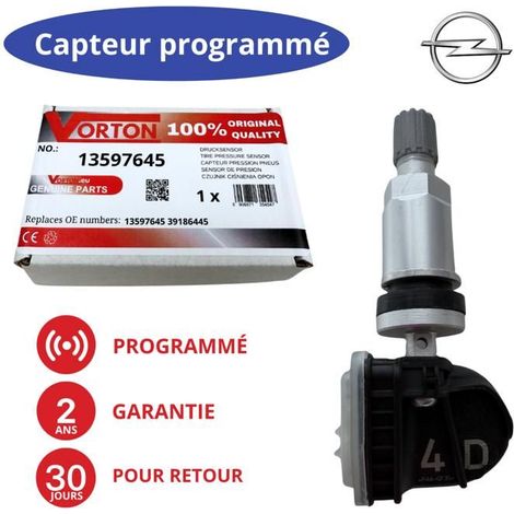 Sensore TPMS programmato 433 MHz per OPEL/VAUXHALL Insignia B & Astra K – rif. 13597645/39186445