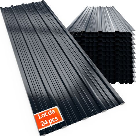 GARDEBRUK® 24x Tôles profilées ondulées revêtement mur toit abri de jardin 129cm x 46cm = 14m² 24 tôles - anthracite