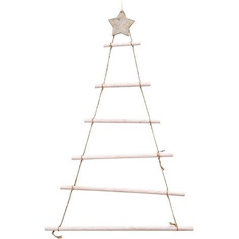 Guirlande En Bois - Décoration Murale En Forme De Tronc De Noël - Pour Porte Fenêtre Ou Vitrine - Lot De 1 (1/4)