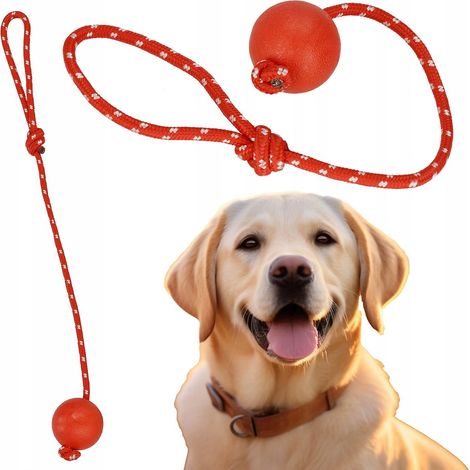 GIOCATTOLO PER CANE PALLA MORDIBILE STRAPPO 50cm CORDA GOMMA FUNE APORT