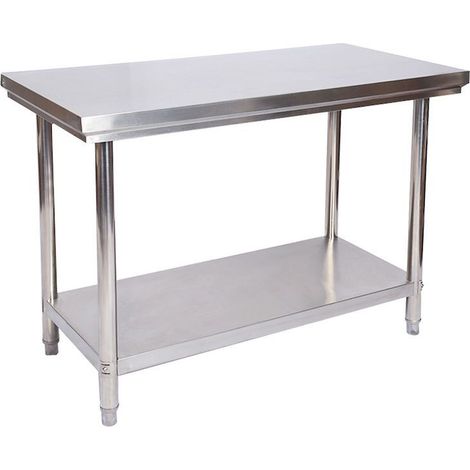 Table en Inox 100 cm étagère basse, idéal, restaurant, cuisine, snack, boulangerie