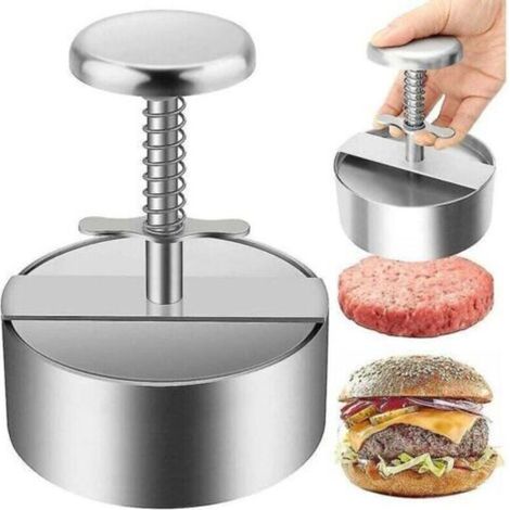 Hamburger press, 304 stainless steel burger press with rack for family gatherings, get-togethers, barbecues