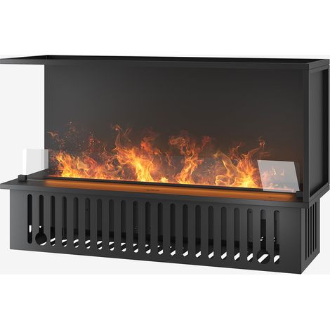 Camino a Vapore Elettrico Bifacciale Angolare a Sinistra 120x50x40 cm Invapo Corner L1200 Nero