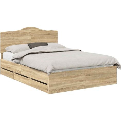 Cadre de lit Chêne Sonoma 150 x 200 cm Bois Ingénierie vidaXL (1/5)