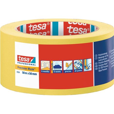 tesa PRECISION 04334-00004-00 Kreppband Präzisionskrepp® Gelb (L x B) 50 m x 50 mm 1 St.