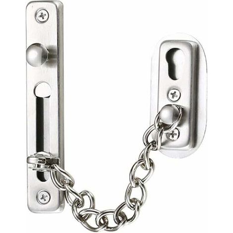 Chaîne de sécurité, chaîne de porte en acier inoxydable 304, verrou de chaîne de porte avec vis, convient aux portes et fenêtres intérieures des maisons, hôtels et autres lieux, plaqué argent chromé b