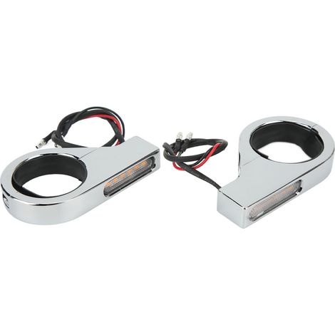 Clignotant LED 12 V pour moto, étanche, lumineux et universel, pour tubes de fourche de 41 mm, finition électroplaquée.
