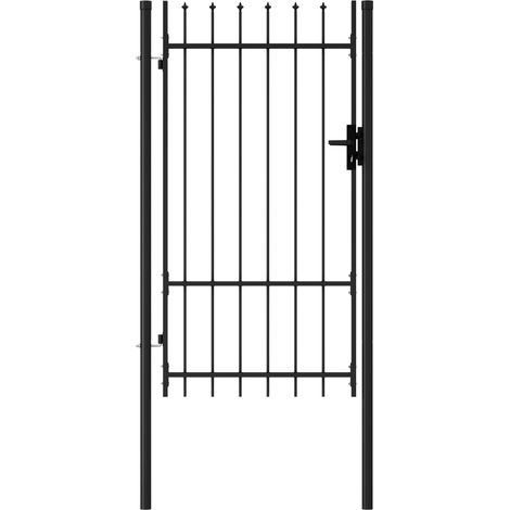 Vidaxl – Portillon en acier 1x1,75 m avec pointes – Barrière de jardin robuste – Résistant à la rouille – Installation facile avec charnières à boulon
