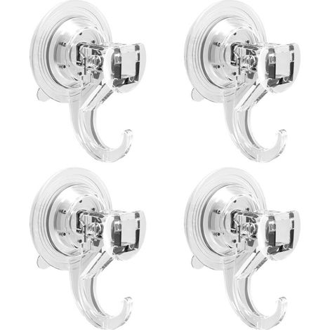 4er-Set Saugnäpfe mit Haken für Zuhause, Bad, Dusche, Küche, Glas, Duschvorhanghaken für Fliesen, Duschkabinentür, 2 kg, transparent