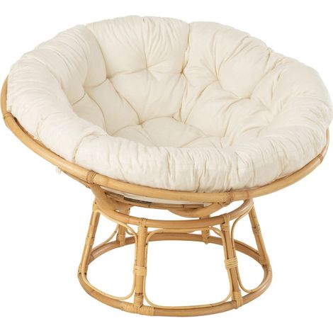 Fauteuil en Rotin & Coussin "Céline" 115cm Naturel (1/5)