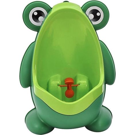 Vasino orinatoio per bambini, con supporto a parete, fantasia rana, verde, in plastica (1/5)
