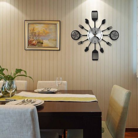 Grandes horloges murales de cuisine de 16 pouces avec cuillères et fourchettes (1/5)