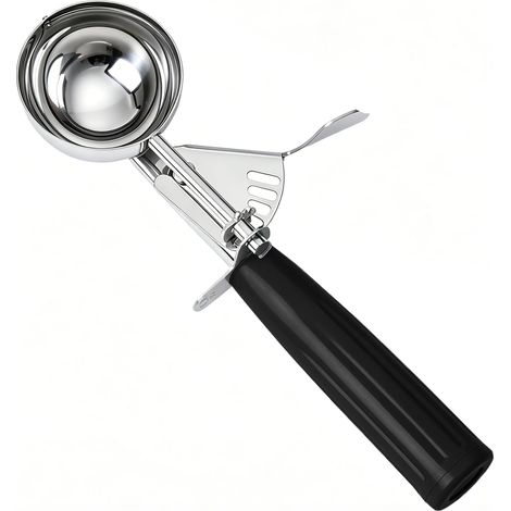 Cuillère de 37 g, cuillère à biscuits, cuillère à glace à cordon, cuillère à boulettes de viande, manche noir, cuillère à glace, cuillère à pâte à muffins et à cupcakes, cuillère à pâte à boulettes de (1/5)