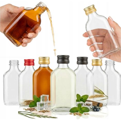 50 bouteilles en verre HIP FLASK 100 ml + bouchon à liqueur - Cadeau de mariage (1/5)