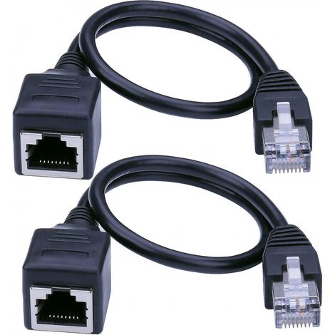 Câble d'extension réseau Ethernet RJ45 mâle vers femelle à vis, 30 cm, 2 pièces (santanxing) (0,6 m), pour rallonge de câble réseau (1/5)