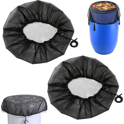2 x Round Rainwater Barrel Net, 95 cm, Rain Water Tank Net with Elastic Band, Adjustable Water Barrel Protection for Garden Water Collector (1/5)