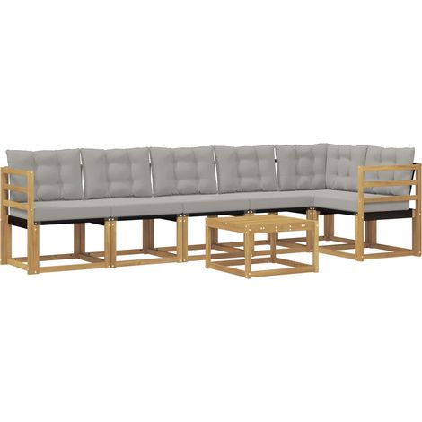 Outdoor Sofa Set with Cushion 7 pcs White and Light Grey vidaXL (1/5)
