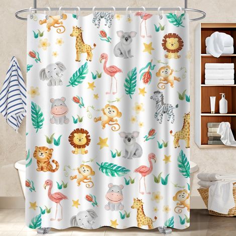 Rideau douche polyester 180x180 poids aux ourlets séparation douche pour famille nombreuse (1/5)
