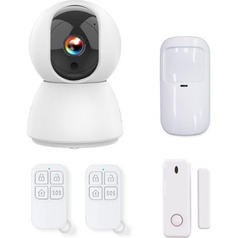 Kit de alarma evolutivo - KYF - 434Mhz - Wifi - Cámara IP PT 4MP con sirena + Detector de movimiento/apertura + 2 mandos a distancia