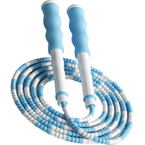 Corde à sauter de 2,8 m pour élèves, corde à sauter ajustable en bambou pour enfants, bleue (1/5)