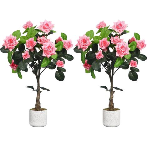 Rosal artificial, flores realistas, diseño que no requiere mantenimiento, rosa de 75 cm - 2 unidades (1/2)
