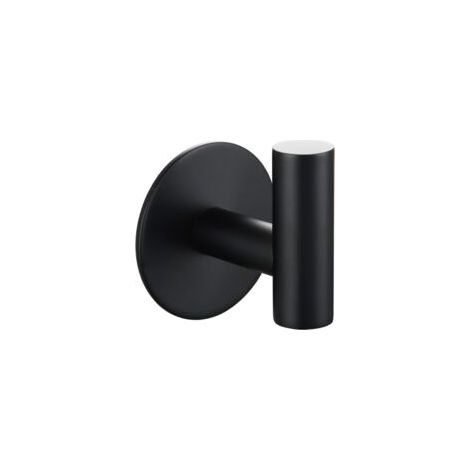 Toallero de baño adhesivo negro de acero inoxidable ZVD con gancho para perchero de pared - Crezuo (1/4)