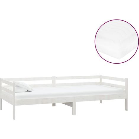 Maison Exclusive - Tagesbett mit Matratze 90x200 cm Weiß Kiefer M