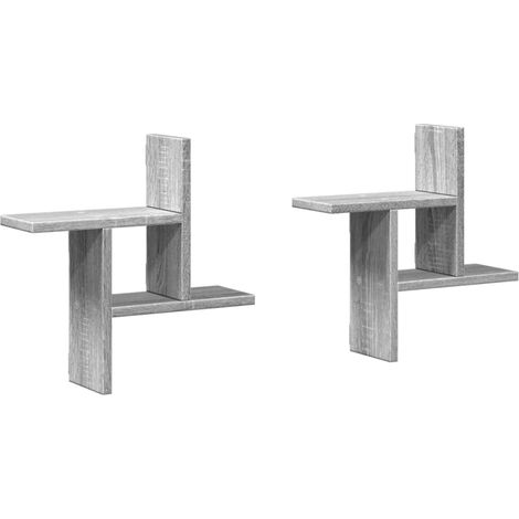 Étagères murales 2 pcs,Étagère flottante sonoma gris 38x12x38 cm bois d’ingénierie CFW25113 (1/5)